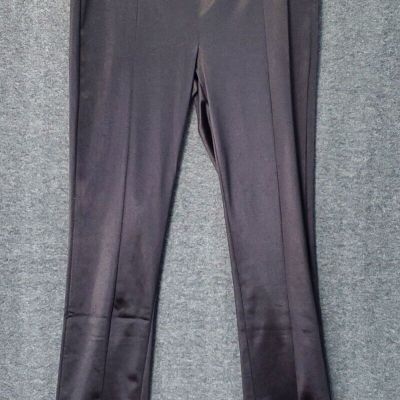 Zara Pull On Stretch Split Hem Seams Shinny High Rise Black Leggings Large NWT